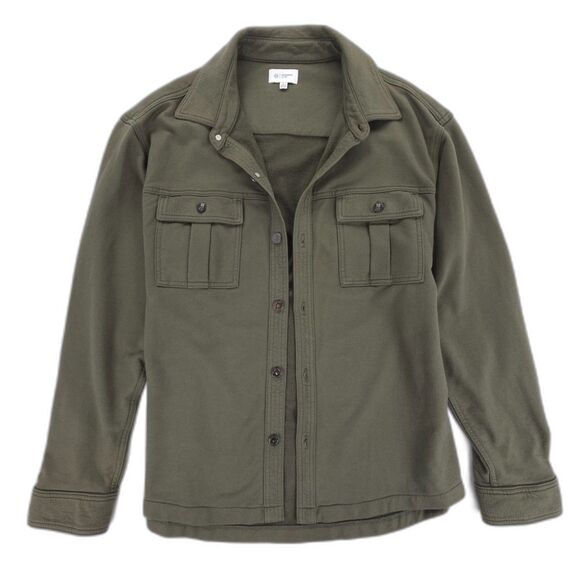 ADRIANO GOLDSCHMIED Elias French Terry Knit Shirt Jacket Military Shacket Army - Picture 6 of 8